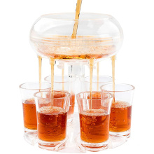 wholesale party games tools Whisky beer accessories transparent 6 shot glass dispenser and holder